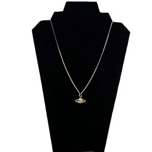 Saturn Pendant Necklace 14k Gold Plated Wisdom/Discipline Symbol.